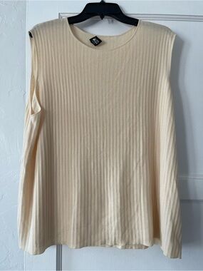 Eileen Fisher merino wool Ribbed Sleeveless Tank in Light Cream